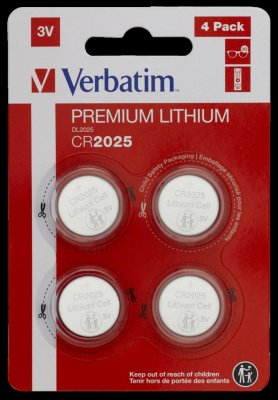 Baterije Verbatim, litijske, CR2025 3V, 4pack