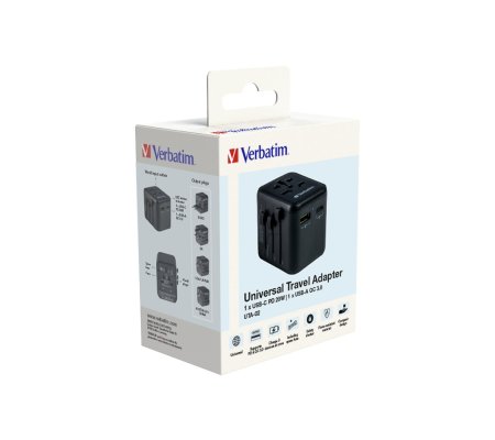 Adapter Verbatim UTA-02 univerzalni putni, USB-C PD i USB-A QC