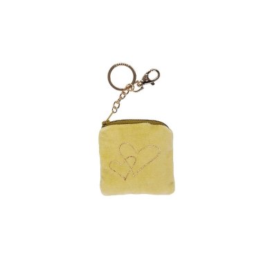 rivjesak za ključeve i mini novčannik Artebene baršun žuta 8x8cm