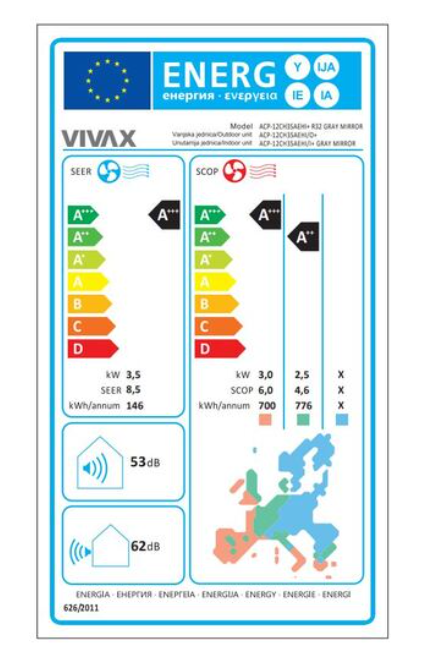 VIVAX COOL, klima uređaji, ACP-12CH35AEHI+ R32 GRAY MIRROR